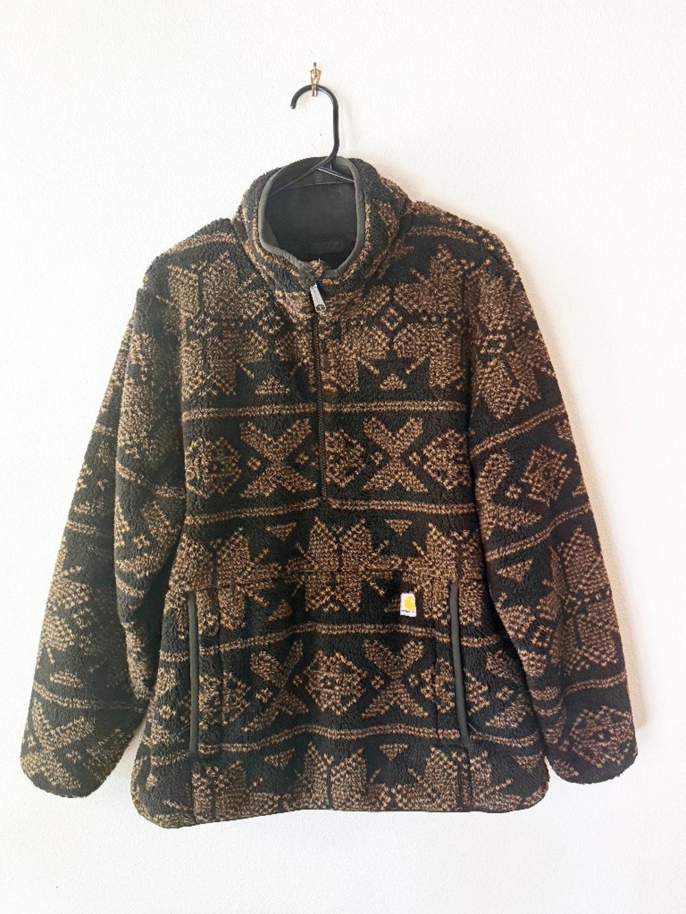 Carhartt Relaxed Sherpa Fleece Half-Zip Pull-Over Jacket Womens Large